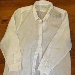Garnet Hill easy linen tunic with buttons white size large